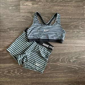 Nike pro matching sports bra and short set